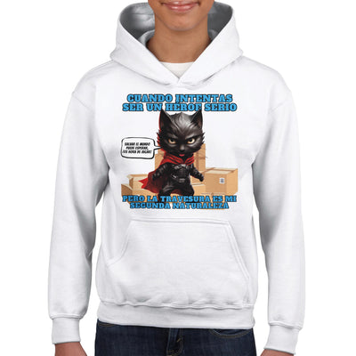 Sudadera con capucha júnior estampado de gato 