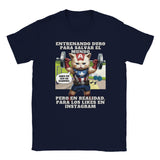 Camiseta unisex estampado de gato "Michi America Fitness" Navy