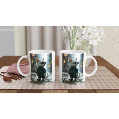 Taza Blanca con Impresión de Gato 