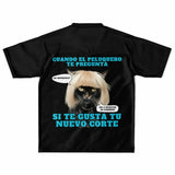 Camiseta de fútbol unisex estampado de gato "El Desastre Peluquero" Subliminator