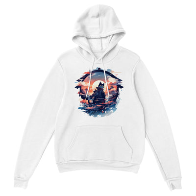 Sudadera con capucha unisex estampado de gato "Atardecer nipón" Gelato