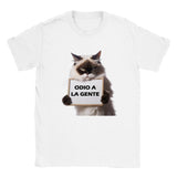 Camiseta unisex estampado de gato "Odio a la Gente" Gelato
