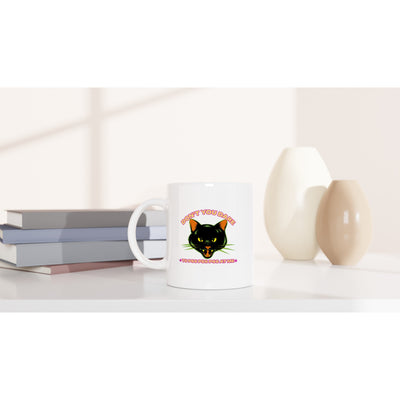 Taza Blanca con Impresión de Gato "No Me Pss Pss" Michilandia