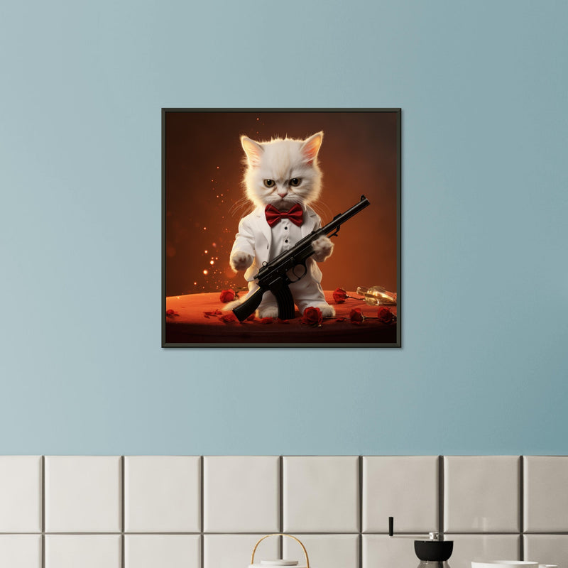 Póster semibrillante de gato con marco metal "Michi Montana" Gelato