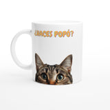 Taza Blanca con Impresión de Gato "Consulta Curiosa" Michilandia | La tienda online de los fans de gatos