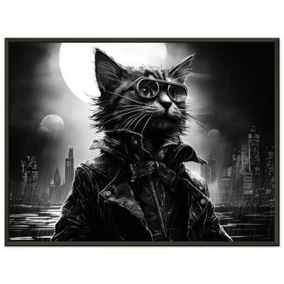 Póster semibrillante de gato con marco metal 