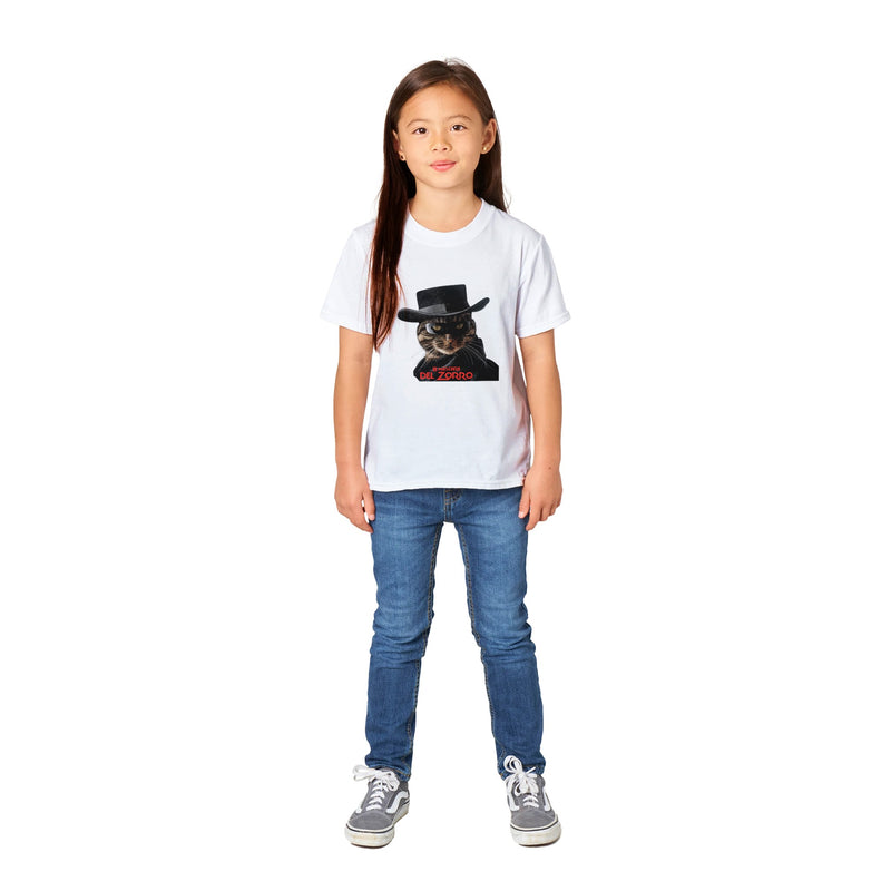 Camiseta Junior Unisex Estampado de Gato "Miau Enmascarado" Michilandia