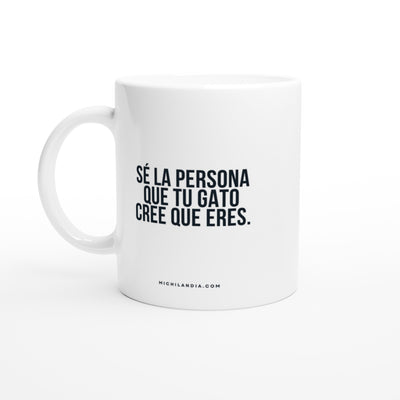 Taza Blanca con Impresión de Gato 