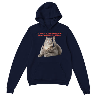 Sudadera con Capucha Unisex Estampado de Gato "Gordito Pensante" Michilandia | La tienda online de los fans de gatos