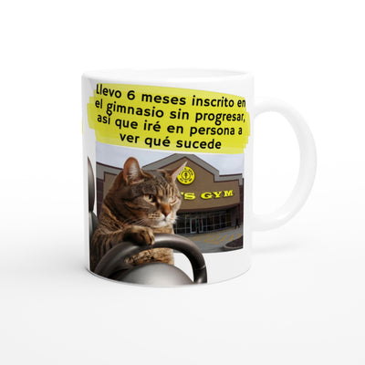 Taza Blanca con Impresión de Gato "Miau Fit" Michilandia | La tienda online de los fans de gatos