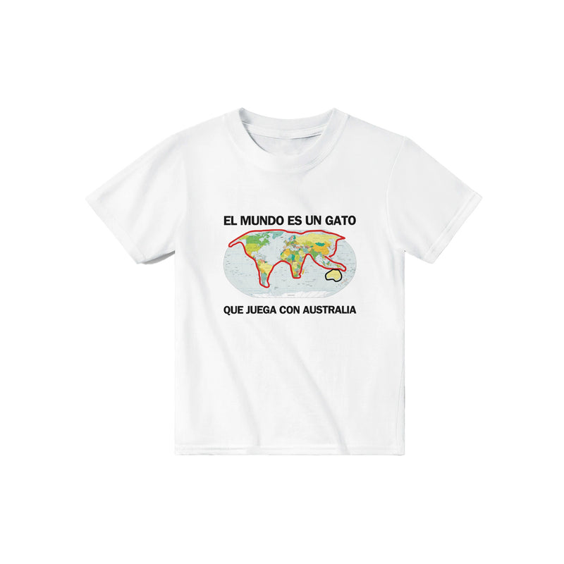 Camiseta Junior Unisex Estampado de Gato "Atlas Felino" Michilandia | La tienda online de los fans de gatos