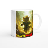 Taza Blanca con Impresión de Gato "Legendario Saiyajin Felino" Michilandia | La tienda online de los fans de gatos