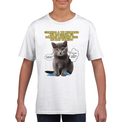 Camiseta Junior Unisex Estampado de Gato 