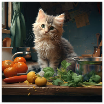 Panel en aluminio impresión de gato "Explorador de la Cocina" Gelato