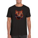 Camiseta unisex estampado de gato "Arte Felino en Colores"