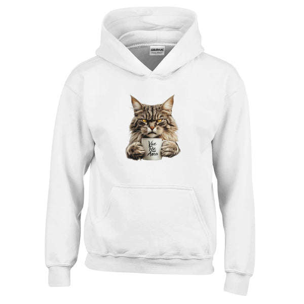 Sudadera con Capucha Júnior Estampado de Gato "Ironía Diaria"