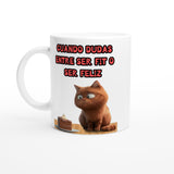 Taza Blanca con Impresión de Gato "Dilema Dulce" Michilandia | La tienda online de los fans de gatos