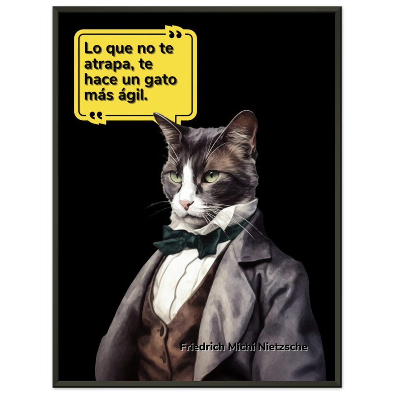 Póster Semibrillante de Gato con Marco Metal 