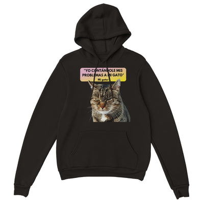 Sudadera con Capucha Unisex Estampado de Gato "Miau Indiferente" Michilandia