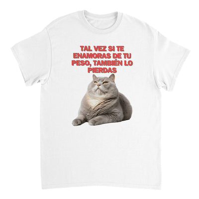 Camiseta Unisex Estampado de Gato "Gordito Pensante" Michilandia | La tienda online de los fans de gatos