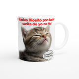 Taza Blanca con Impresión de Gato "Mirada Culpable" Michilandia | La tienda online de los fans de gatos