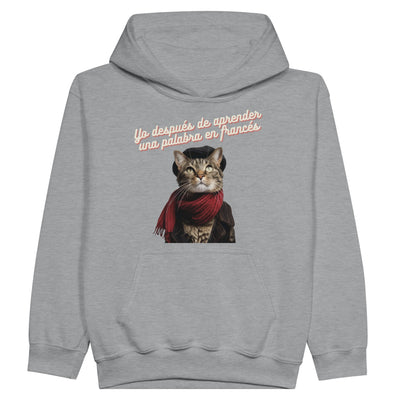 Sudadera con capucha júnior estampado de gato "Top Chat" Michilandia | La tienda online de los fans de gatos