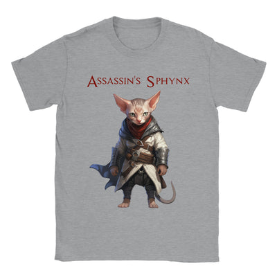 Camiseta unisex estampado de gato "Assassin's Sphynx" Gelato