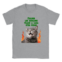 Camiseta unisex estampado de gato "¿Otro perro?"