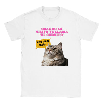 Camiseta júnior unisex estampado de gato 