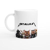Taza Blanca con Impresión de Gato "Metallicat" Michilandia