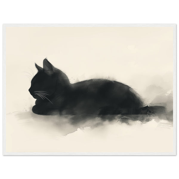 Póster de gato con marco de madera "Serenidad Japonesa"