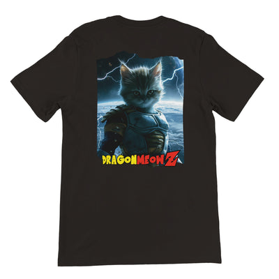 Camiseta Prémium Unisex Impresión Trasera de Gato "Saiyan Cósmico" Michilandia | La tienda online de los fans de gatos