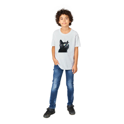 Camiseta Junior Unisex Estampado de Gato "Ojos Divertidos" Michilandia