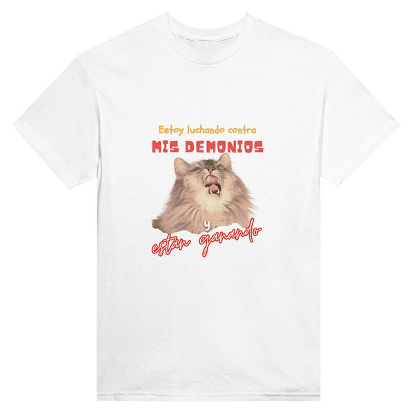 Camiseta Unisex Estampado de Gato "Lucha Interna" Michilandia | La tienda online de los fans de gatos