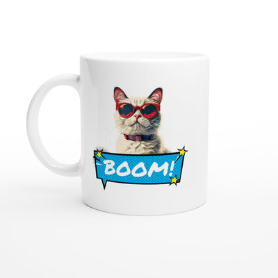 Taza Blanca con Impresión de Gato 