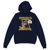 Sudadera con capucha unisex estampado de gato "Vacaciones Clandestinas" Michilandia | La tienda online de los amantes de gatos