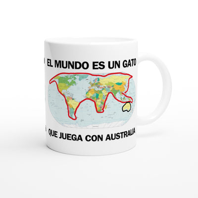 Taza Blanca con Impresión de Gato "Atlas Felino" Michilandia | La tienda online de los fans de gatos