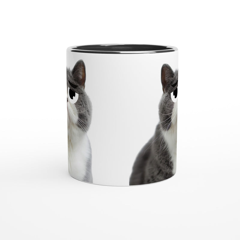 Taza Bicolor con Impresión de Gato "Triste pero Gracioso" Michilandia