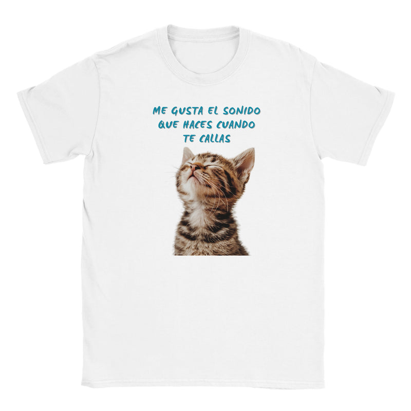 Camiseta Junior Unisex Estampado de Gato "Silencio Melódico" Michilandia | La tienda online de los fans de gatos