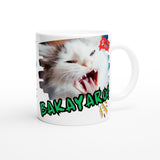 Taza Blanca con Impresión de Gato "Grito Meme" Michilandia | La tienda online de los amantes de gatos