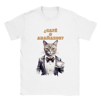 Camiseta unisex estampado de gato "¿Café o Arañazos?" Gelato