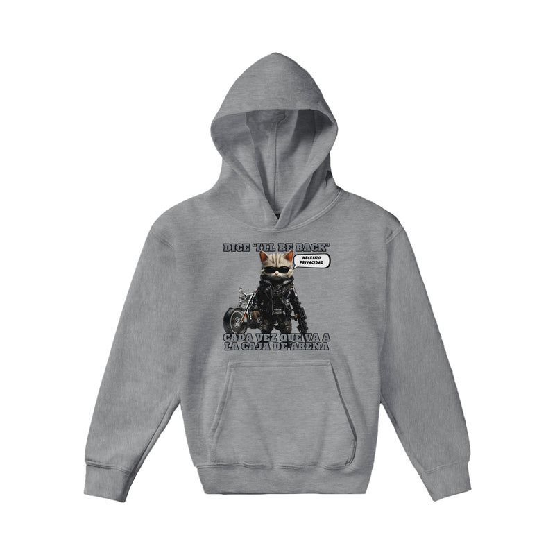 Sudadera con capucha júnior estampado de gato "I'll Be Back" Michilandia | La tienda online de los amantes de gatos