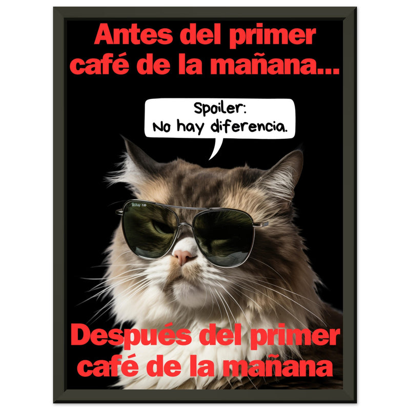 Póster Semibrillante de Gato con Marco Metal "Amanecer Grumpy" Michilandia | La tienda online de los fans de gatos