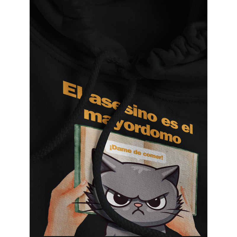 Sudadera con Capucha Unisex Estampado de Gato "El Misterio del Mayordomo" Michilandia | La tienda online de los fans de gatos