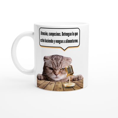 Taza Blanca con Impresión de Gato 