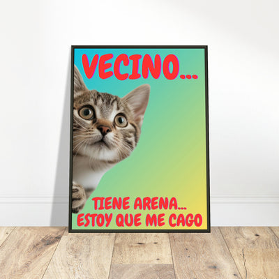 Póster Semibrillante de Gato con Marco Metal 