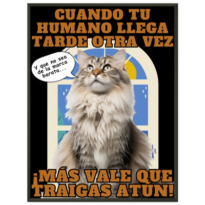 Póster Semibrillante de Gato con Marco Metal 