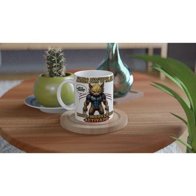 Taza Blanca con Impresión de Gato "Modo Wolverine" Michilandia | La tienda online de los fans de gatos