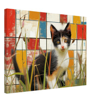 Lienzo de gato "Contrastes de Mondrian" Michilandia | La tienda online de los fans de gatos
