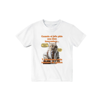 Camiseta Junior Unisex Estampado de Gato "Estrategia Miau" Michilandia | La tienda online de los fans de gatos